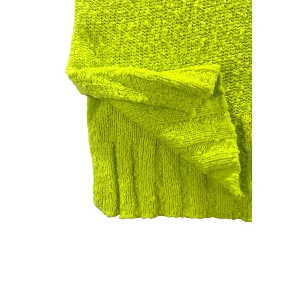 Pilcro Boucle Knit Neon Green V-Neck Sweater Womens Medium Cotton Slouchy
